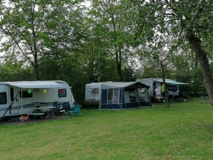 Mooi groen veld op de camping De Bosrand